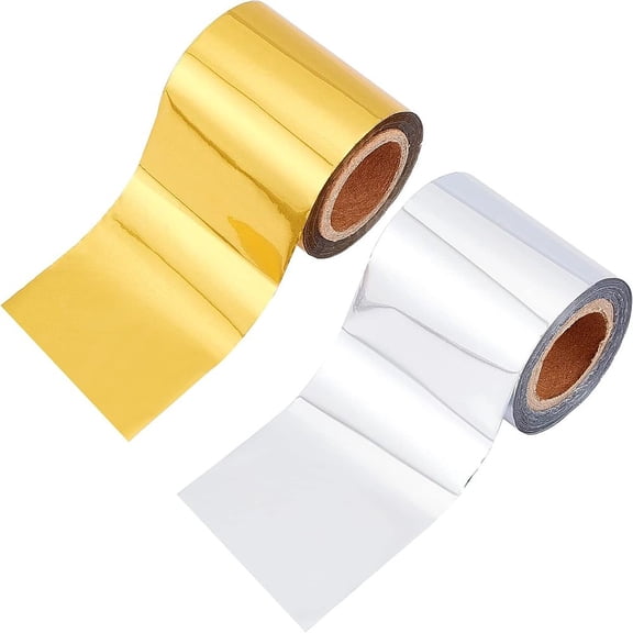 2 Rolls Heat Transfer Foil Paper Hot Foil Transfer Sheets Metallic Hot Stamping Foils RollsDIY