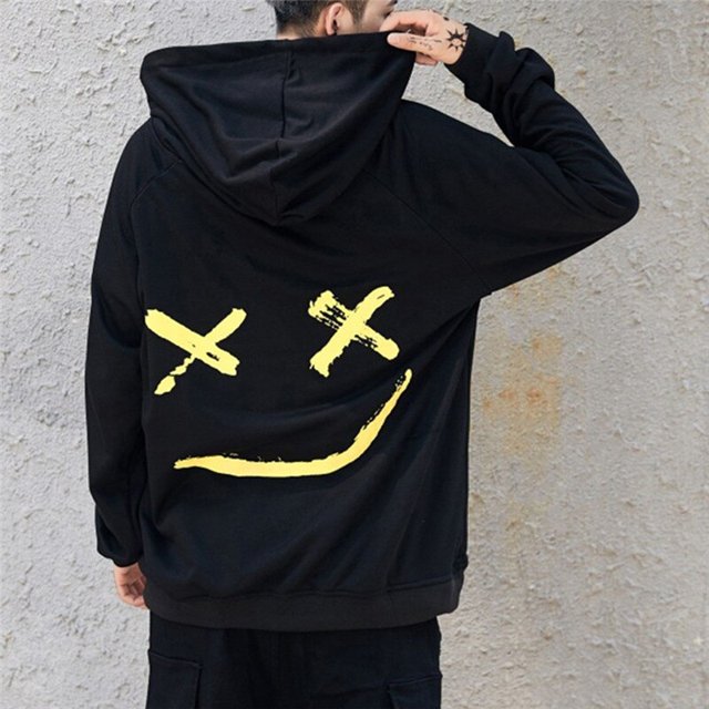Spring and autumn new streetwear trend men's sweater casual men's and women's pullover hoodie trend two-color stitching topL Gao Jinjia LED