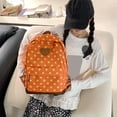thumbnail image 5 of Women Nylon Polka Dot Cute Playful Bookpack Large Capacity Students Bookbags Multiple Pockets Travel Daypack Bag for Commute (Orange), 5 of 11