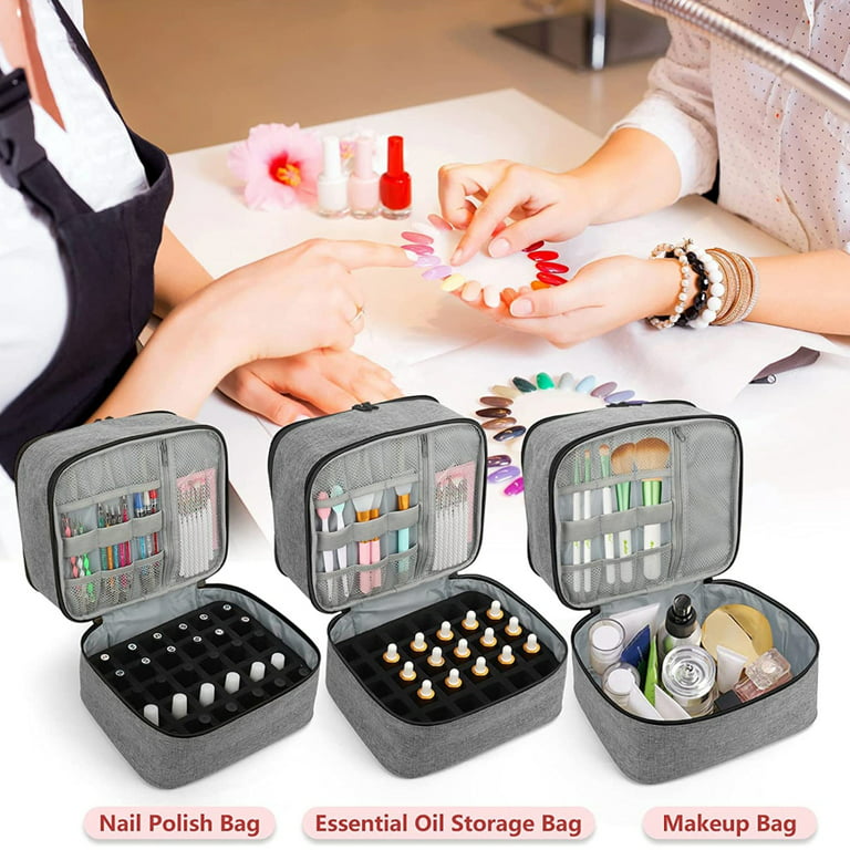 ZFZGFRCS Nail Polish Organizer- Holds 30 Bottles Nail Supply Organizers and  Storage Double-layer Nail Polish Carrying Case Nail varnish Organizer Nail
