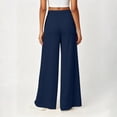 thumbnail image 6 of SAWOBUUN Women Cotton Palazzo Pants Wide Leg Drawstring Casual Trousers Summer Beach Vacation Lounge Pants, 6 of 9