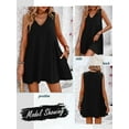 thumbnail image 3 of ZXSXSY Women's V Neck Sleeveless Flowy Hem Mini Swing Dress, 3 of 5