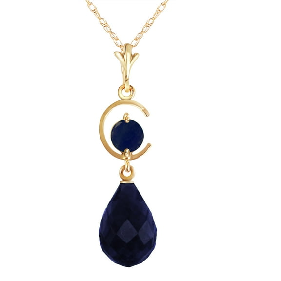 Galaxy Gold 14k 18" Yellow Gold Natural Blue Sapphire Drop Pendant Necklace