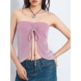 thumbnail image 2 of JYYYBF Women's Summer Sexy Tube Tops Solid Color Sleeveless Off Shoulder Tie Up Bandeau Tops, 2 of 9