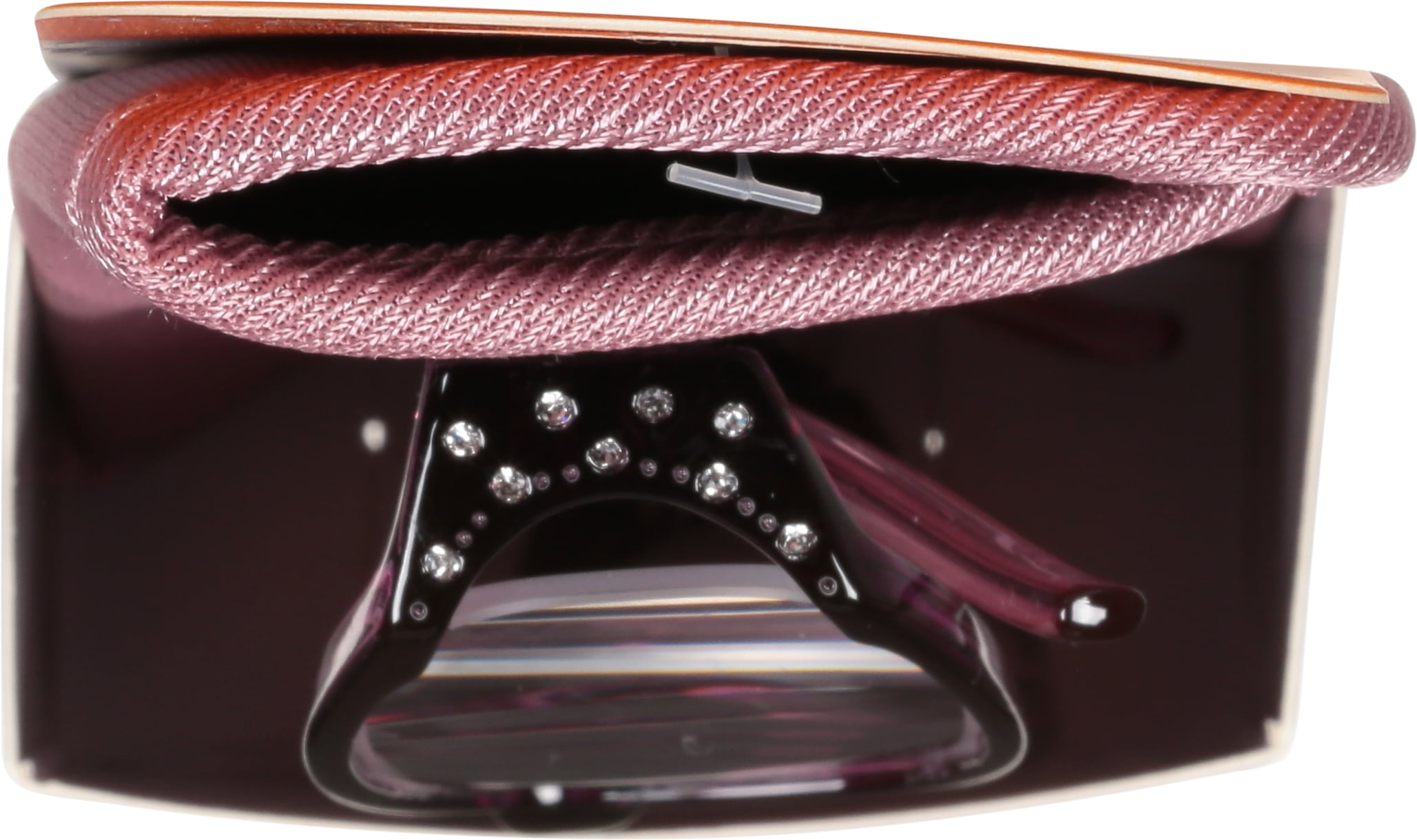 M+ Womens Rectangular Plastic Reading Glasses 2.50 Amber in Purple with Rhinestones