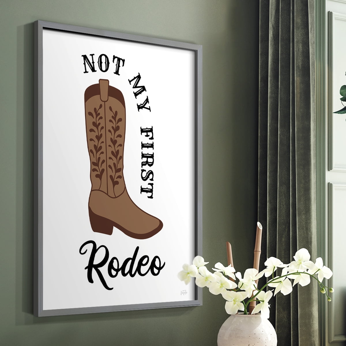 Not My First Rodeo in Gray Solid Wood 16 x 20 Framed Print