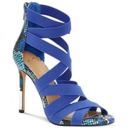 Jessica Simpson Jyra 2 Heeled Sandal Blue Snake Elastic High Heel Pumps (10, BLUE/BLUE CO)