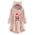 thumbnail image 2 of Kiplyki Fall Sweatshirt Woman's Trendy Printing Plush Buttons Long Sleeved Hooded Plush Coat Top, 2 of 5