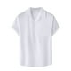 thumbnail image 2 of Camisa informal de lino con cuello cubano y botones para hombre: corte holgado, tejido transpirable para el verano/el trabajo, talla real, lavable a máquina., 2 of 5