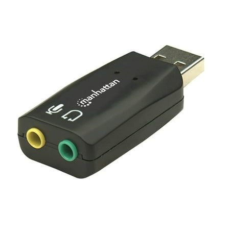 UPC: 0766623150859 | Manhattan USB-A Sound Adapter  USB-A to 3.5mm Mic-in and Audio-Out ports  USB 2.0  supports 3D and virtual 5.1 surround sound  Black  Three Year Warranty