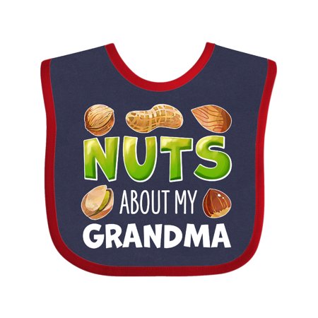 

Inktastic Nuts About My Grandma Peanut Almond Pistachio Gift Baby Boy or Baby Girl Bib