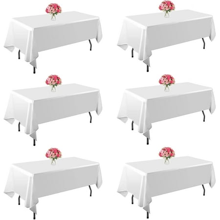 

Pack Rectangular Table White Tablecloth 60 x 102 Inch - Washable and Reusable Tablecloth for 6 - 8 Feet Rectangular Table Polyester Fabric Tablecloth for Party Wedding Buffet