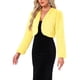 thumbnail image 4 of INSPIRE CHIC Chaqueta corta de piel sintética sin cuello y de manga larga para mujer L(14) Amarillo claro, 4 of 6