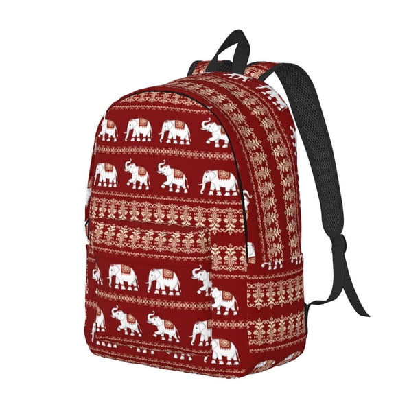 Disketp Elephant Mochila de Lona Estampada, Mochila Escolar de Viaje Ligera para Estudiantes y Portátil-Small