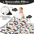 thumbnail image 3 of Monster Cartoon Truck White Pattern Teens Toddler Nap Mat with Pillow, Sleeping Mat Bag for Preschool Daycare 51"x22", 3 of 6