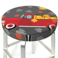 thumbnail image 3 of KLL Red Pickup Truck With Pumpkins Round Bar Chair Cushion Cover 14 inch ,Bar Stool Protector with Elastic, Soft Washable, 3 of 6