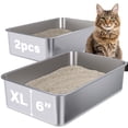 thumbnail image 1 of Caja higiénica Holintan de acero inoxidable XL para grandes felinos, paquete de 2, 1 of 6