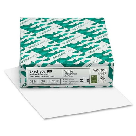 Wausau Paper Eco Laser, Inkjet Laser Paper, White, Recycled, 100%