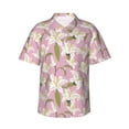 thumbnail image 2 of Picia Lilies Flowers Gentle Cotton Regular Fit Short Sleeve Casual Hawaiian Shirt for Men-Medium, 2 of 9