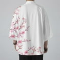 thumbnail image 7 of Men Shirts Cherry Flower Kimono Half Sleeve Blouses Elegant Loose Soft Cardigan Hawaiian Shirt for Men White XXL, 7 of 7