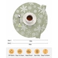 thumbnail image 6 of 15 Inch Round Placemats Set of 6, Sage Green Snowflake Christmas Non Slip Heat Insulation PP Table Mats, Winter Xmas Snowflakes Washable Place Mats for Kitchen Dining Party Table Decor, 6 of 7