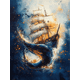 thumbnail image 1 of Qisvanset 12x16 Inch Whale Pirate Ship Canvas Wall Art, Nautical Watercolor Art Ready To Hang Nursery Wall Decor, 1 of 8