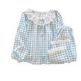 thumbnail image 5 of CYRBOKO Loungewear Sets for Girls, Cotton 2 Pieces Elastic Waist Long Sleeve Sleepwear Sets Blue Size 10-11 T, 5 of 7