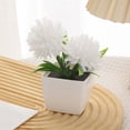 thumbnail image 4 of 1 Pc Fake Plant Small Artificial Green Plant Faux Flowers with Vase Fake Daisy Bouquet in Square White Plastic Vase Flowers for Table Decoration Farmhouse Floral Arrangement, 1.97x4.72 Inch, White, 4 of 9