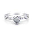 thumbnail image 2 of AFFY Simulated White Cubic Zirconia Solitaire Heart Promise Ring 14k White Gold Over Sterling Silver Gift For Her Ring Size-5, 2 of 7
