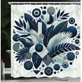 thumbnail image 3 of Ambesonne Navy Blue Shower Curtain, Leaves Palms and Circles, 69"Wx70"L, Dark Slate Blue Grey, 3 of 4