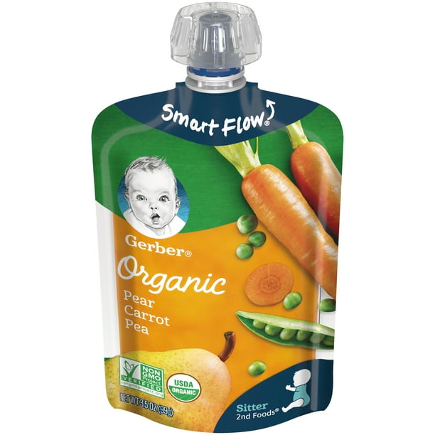 Gerber Organic 2nd Foods Baby Food, Pear Carrot Pea, 3.5 ...