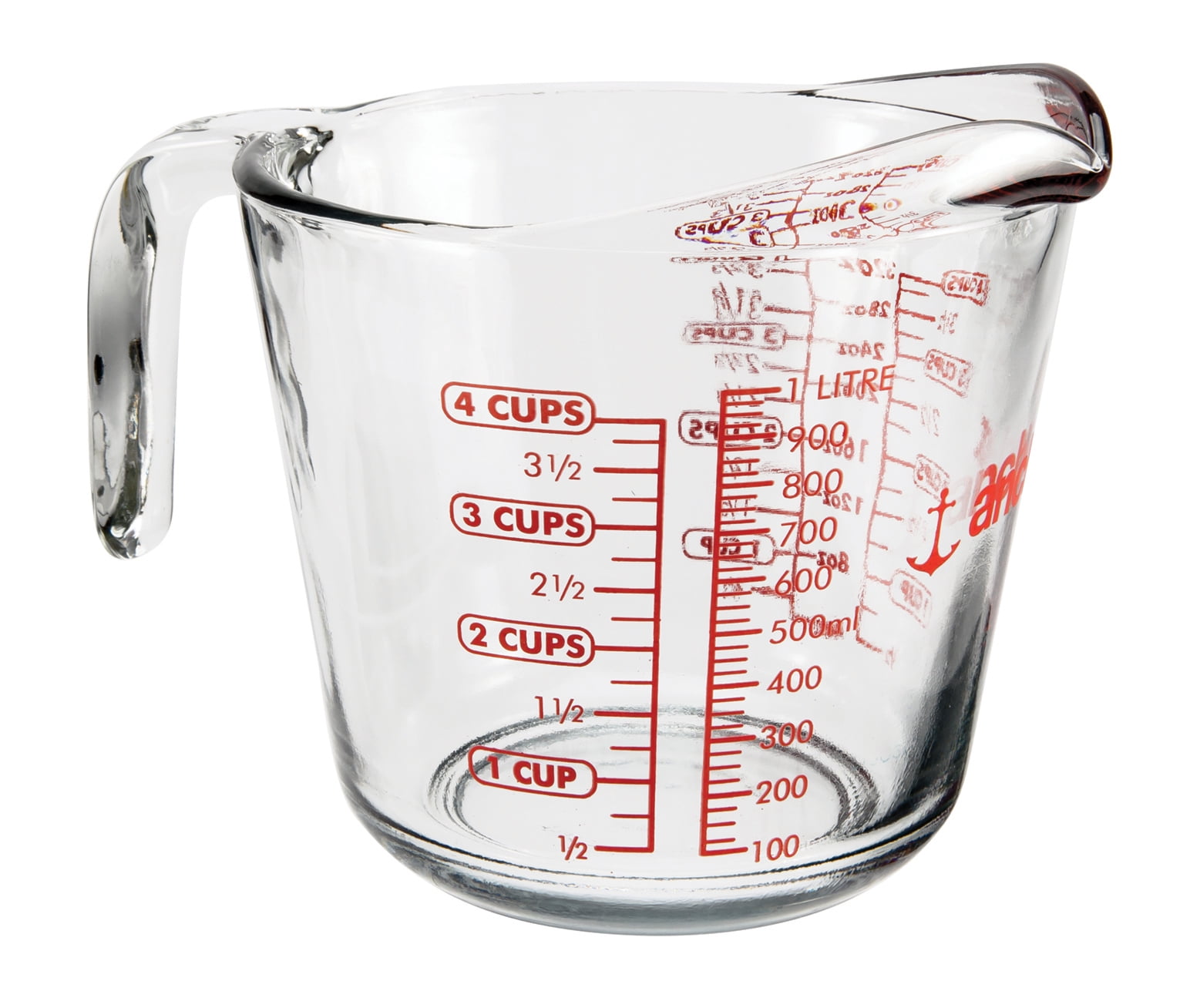 Anchor Hocking 4-Cup Decorated Glass Measuring Cup