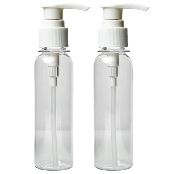 4 oz Clear PET Cosmo Plastic Bottle with White Pumps - 2 Pack