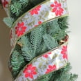 thumbnail image 3 of Northlight Red and Gold Poinsettia Print Wired Christmas Craft Ribbon 2.5" x 10 Yards, 3 of 3