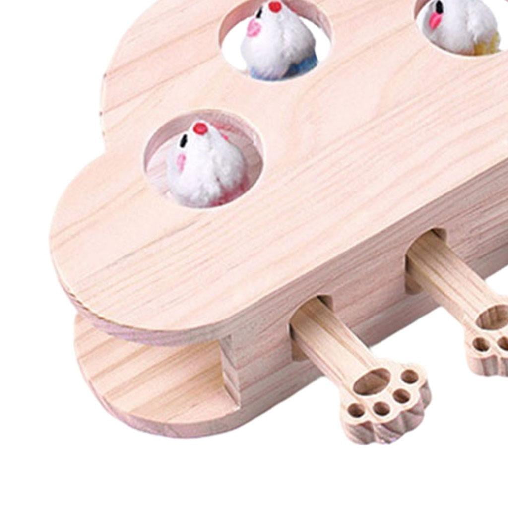 Bvdfgk Cloud Shape Wooden Puzzle Box Pet Training Indoor Tease Easy Use Funny Game Solid 5 Holes Cat Hit Gophers Interactive Exercise Toys Cat mice