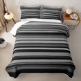 thumbnail image 2 of Castle Fairy Minimalist Horizontal Stripe Quilt Full 3-Piece,Abstract Thin Line Full Bedspread Sets,Black White Gray,1 Coverlet and 2 Pillowcases, 2 of 7