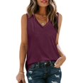 thumbnail image 3 of Htigea Tank Tops for Women Summer Trendy V Neck Tops Loose Fit Casual Sleeveless Shirts Fashion 2025 Purple,M, 3 of 6