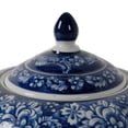 thumbnail image 3 of Benjara 10" Lidded Jar- Curved Round Floral Print- Blue Porcelain, 3 of 6