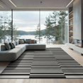 thumbnail image 2 of ODIKA 8'x10' Washable Area Rug Black White Corridor Alfombras Modern Striped Design with Symmetrical Bands for Living Room, Under Sectional, Family , Durable, Non-Slip, 2 of 7