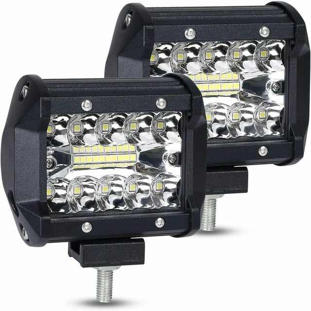 2PCS 60W Foco Luz de trabajo LED, Foco de inundación Combo Luz antiniebla Lámpara de conducción, Faro LED Conductor de luz de largo alcance para vehículo todoterreno Cabina de barco