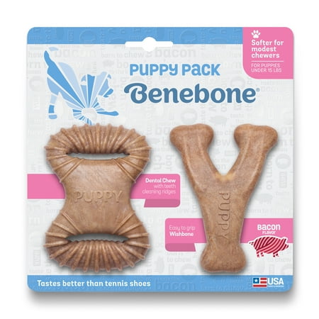 UPC: 0854111004491 | Benebone Puppy Dental Dog Chew Toy  2-Pack  Bacon  Tiny