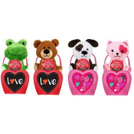 Assorted Stuffed Animal, Hard Candy, & Felt Bag Valentine Gift Set, 3 Piece