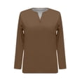 thumbnail image 6 of DPTALR Men's Casual Solid Color Loose V-Neck Lightweight Breathable Long Sleeve Pullover Top,Coffee, M, 6 of 7