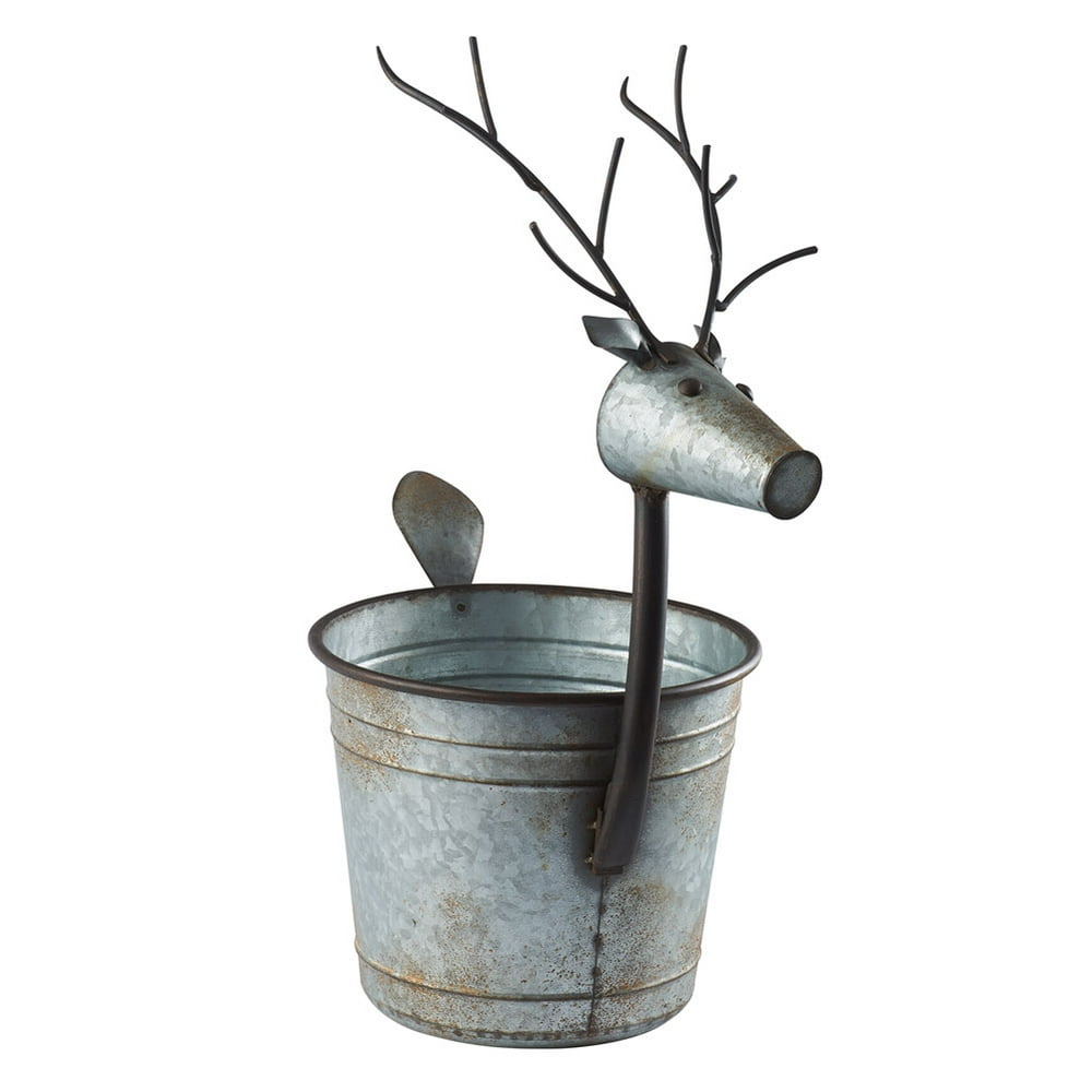 Deer Shaped Planter Galvanized Metal Bucket Potpourri