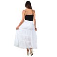 thumbnail image 7 of Sakkas Solid Embroidered Crochet Lace Trim Gypsy Bohemian Mid Length Cotton Skirt - White - One Size, 7 of 7
