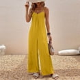 thumbnail image 2 of SBYOJLPB Full Length Pants Jumpsuit for Women Fashion Solid Color V-Neck Button Pocket Neck Sleeveless Wide Legs Jumpsuit Pants, 2 of 4
