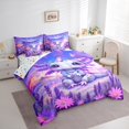 thumbnail image 3 of Manfei 3D Purple Axolotl Bedding Comforter Set 7 Pieces, Mystic Galaxy Flower Full Bedding Set, Teen Boy Girl Kids Reversible Fitted Sheet Flat Sheet, Microfiber Bedroom Decor, 3 of 7