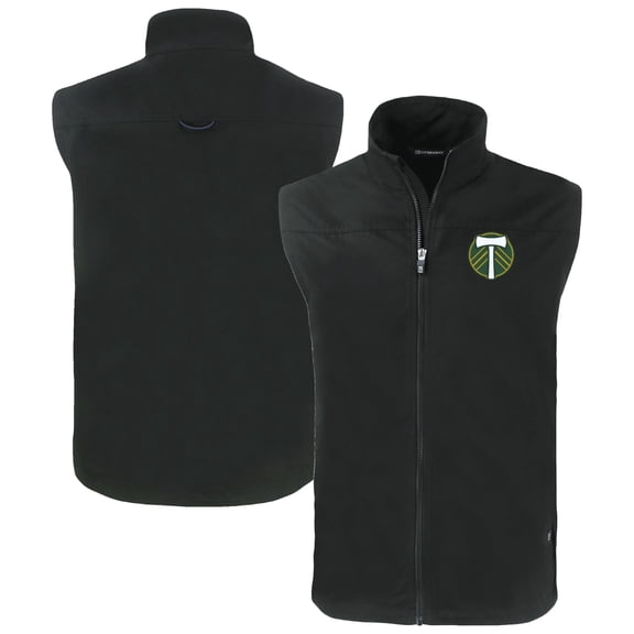 Men's-Cutter & Buck  Black Portland Timbers Charter Eco Recycled Full-Zip Vest