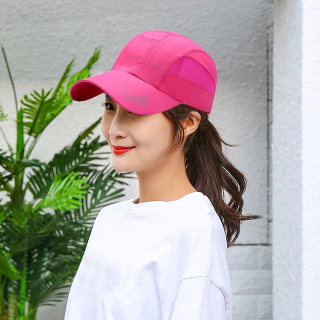 YAOBAMM Extended Brim Hat Summer Geometric Letter Print Extended Brim Adjustable Baseball Hat Men Women Sports Running Sunscreen Visor Mesh Patchwork Hat