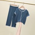 thumbnail image 2 of Bearichfupo Children's Short Sleeve Shirt Pants Set Summer Thin Boy And Girls Solid Color Home Wear Loose Casual Suit,2 Piece Set,Sizes 5-6T, 2 of 3